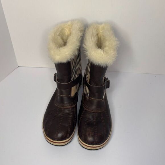 LL Bean Rangeley Pac Fur Ankle Boot Waterproof Insulated Nova Check Wool Women - Picture 3 of 7
